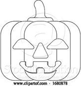 Vector Illustration of Halloween Cute Pumpkin in Outline by AtStockIllustration