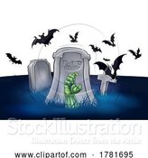 Vector Illustration of Halloween Grave Spooky Background Design by AtStockIllustration
