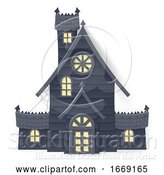 Vector Illustration of Halloween Haunted House Papercraft Style by AtStockIllustration