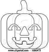 Vector Illustration of Halloween Pumpkin in Outline by AtStockIllustration