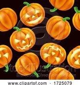 Vector Illustration of Halloween Pumpkin Pattern Seamless Background by AtStockIllustration