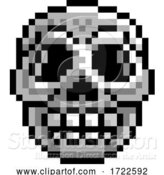 Vector Illustration of Halloween Skull Pixel Art Game Icon by AtStockIllustration