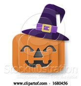 Vector Illustration of Halloween Witch Hat Pumpkin in Paper Craft Style by AtStockIllustration