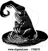 Vector Illustration of Halloween Witch Hat Woodcut Style by AtStockIllustration