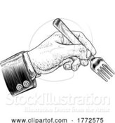 Vector Illustration of Hand Business Suit Holding Food Eating Fork by AtStockIllustration