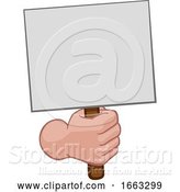 Vector Illustration of Hand Fist Holding a Blank Sign or Placard by AtStockIllustration