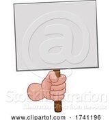 Vector Illustration of Hand Fist Holding a Blank Sign or Placard by AtStockIllustration