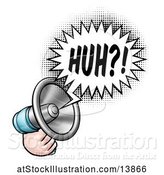 Vector Illustration of Hand Holding a Megaphone with a Huh Speech Bubble by AtStockIllustration