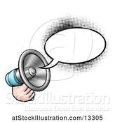 Vector Illustration of Hand Holding a Megaphone with a Speech Bubble by AtStockIllustration