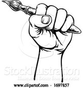 Vector Illustration of Hand Holding Artists Paintbrush by AtStockIllustration