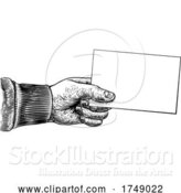 Vector Illustration of Hand Holding Business Card Flyer Note Frame Sign by AtStockIllustration