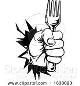 Vector Illustration of Hand Holding Fork Breaking Background by AtStockIllustration