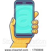 Vector Illustration of Hand Holding Mobile Phone Screen Icon by AtStockIllustration