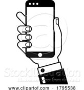 Vector Illustration of Hand Holding Mobile Phone Screen Icon by AtStockIllustration