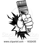 Vector Illustration of Hand Holding Paintbrush Breaking Background by AtStockIllustration