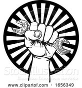 Vector Illustration of Hand Holding Plumber or Mechanic Wrench Spanner by AtStockIllustration