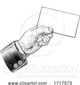 Vector Illustration of Hand in Suit Holding Business Card Letter Flyer by AtStockIllustration