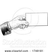 Vector Illustration of Hand in Suit Holding Business Card Letter Flyer by AtStockIllustration