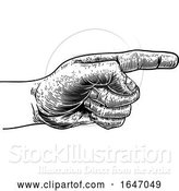 Vector Illustration of Hand Pointing Direction Finger Engraving Woodcut by AtStockIllustration