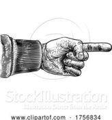 Vector Illustration of Hand Pointing Direction Finger Engraving Woodcut by AtStockIllustration