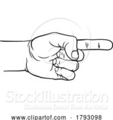 Vector Illustration of Hand Pointing Direction Finger Engraving Woodcut by AtStockIllustration