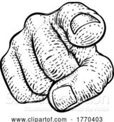 Vector Illustration of Hand Pointing Finger at You Vintage Woodcut Style by AtStockIllustration