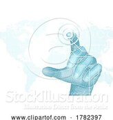 Vector Illustration of Hand Selecting 3D World Technology Concept by AtStockIllustration