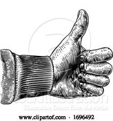 Vector Illustration of Hand Thumb up Sign Vintage Retro Woodcut by AtStockIllustration