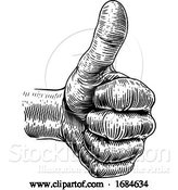 Vector Illustration of Hand Thumbs up Sign Retro Vintage Woodcut by AtStockIllustration