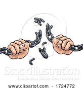 Vector Illustration of Hands Breaking Chain Links Freedom Design by AtStockIllustration