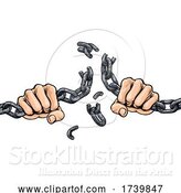 Vector Illustration of Hands Breaking Chain Links Freedom Design by AtStockIllustration