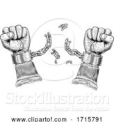 Vector Illustration of Hands Breaking Chain Shackle Handcuffs by AtStockIllustration