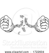 Vector Illustration of Hands Breaking Chain Shackles Cuffs Freedom Design by AtStockIllustration