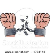 Vector Illustration of Hands Breaking Chain Shackles Cuffs Freedom Design by AtStockIllustration