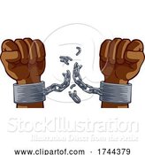 Vector Illustration of Hands Breaking Chain Shackles Cuffs Freedom Design by AtStockIllustration