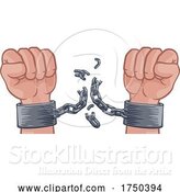 Vector Illustration of Hands Breaking Chain Shackles Cuffs Freedom Design by AtStockIllustration