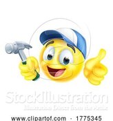 Vector Illustration of Handyman Emoji Emoticon Face with Hammer by AtStockIllustration