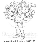 Vector Illustration of Handyman Handy Guy Caretaker Multitasking by AtStockIllustration