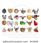 Vector Illustration of Happy Animal Face Avatars by AtStockIllustration