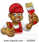 Vector Illustration of Happy Cartoon Black Male Painter Holding up a Brush and Giving a Thumb up by AtStockIllustration