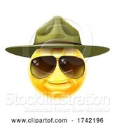 Vector Illustration of Happy Cartoon Drill Sergeant Emoticon Face by AtStockIllustration