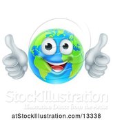 Vector Illustration of Happy Cartoon Earth Mascot Giving Two Thumbs up by AtStockIllustration