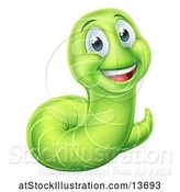 Vector Illustration of Happy Cartoon Green Worm by AtStockIllustration