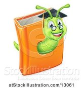 Vector Illustration of Happy Cartoon Professor or Graduate Earthworm Emerging from a Book by AtStockIllustration