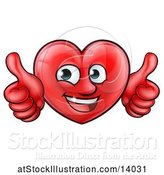 Vector Illustration of Happy Cartoon Red Love Heart Character Giving Two Thumbs up by AtStockIllustration