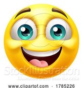 Vector Illustration of Happy Cartoon Smiling Emoji Emoticon Face Icon by AtStockIllustration