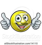 Vector Illustration of Happy Cartoon Tennis Ball Mascot Giving Two Thumbs up by AtStockIllustration