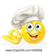 Vector Illustration of Happy Cartoon Yellow Emoji Chef Gesturing Perfect or Ok by AtStockIllustration
