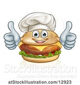 Vector Illustration of Happy Cheeseburger Chef Character Giving Two Thumbs up by AtStockIllustration