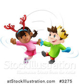 Vector Illustration of Happy Children Dancing to Christmas Music by AtStockIllustration